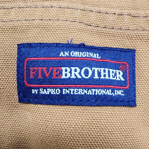 Vintage USA Works Five Brother Pants Mens W38 L32 Brown Double Knee Carpenter - Picture 4 of 11